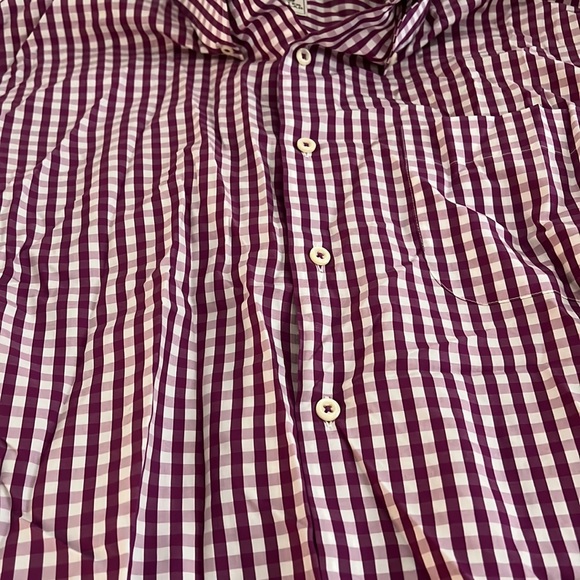 Peter Millar Men’s Nanoluxe Purple Gingham Button-Down - Picture 4 of 5
